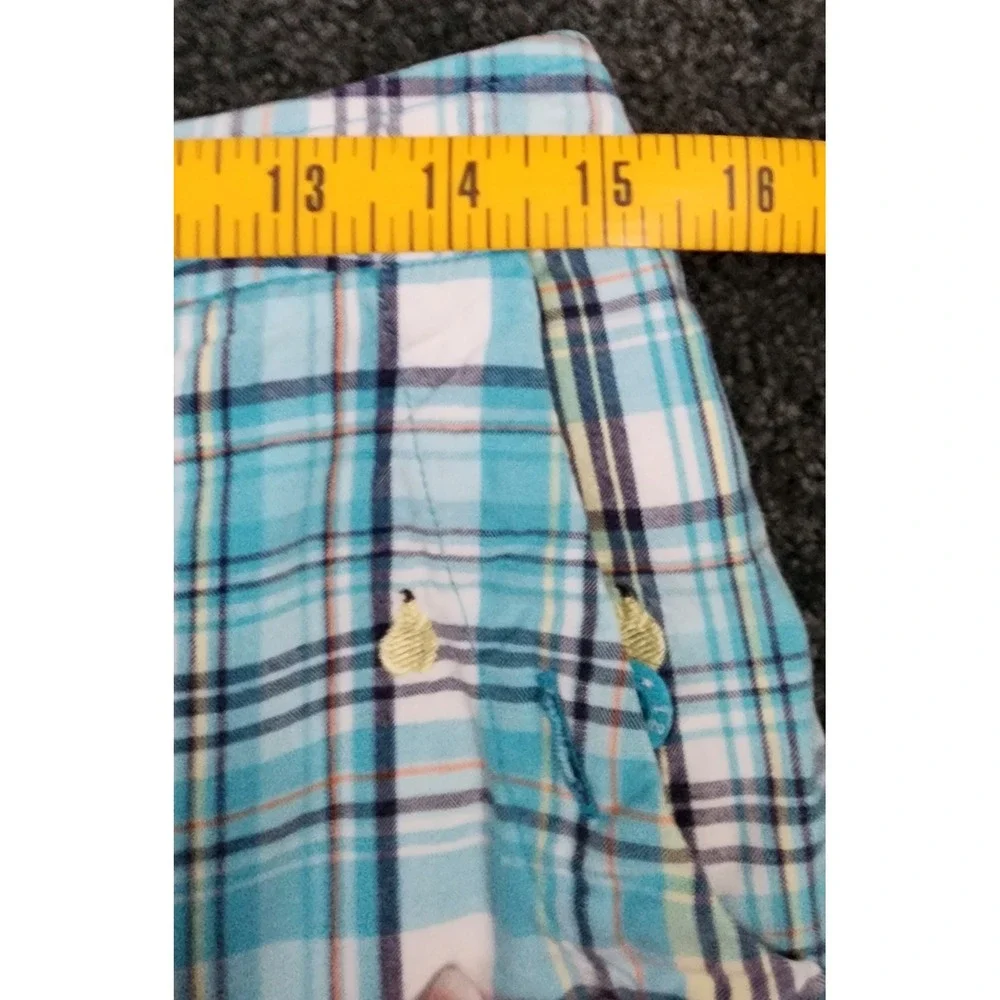 IZOD Skort Golf Athletic Plaid Embroidered Pears Blue White Skirt Size 2 Sport‎